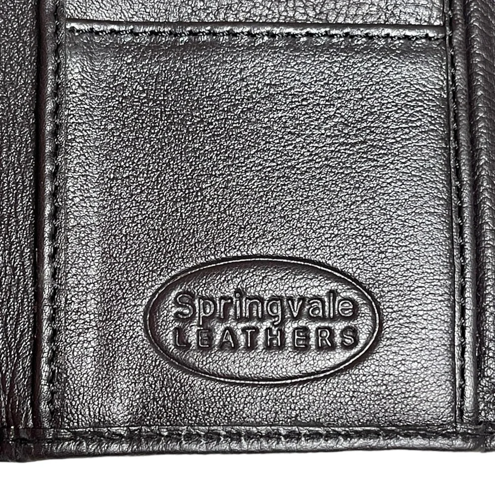 UK Springvale Brown Genuine Leather Fold Wallet w/ Multiple Pockets & Slots